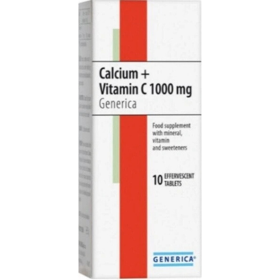 GENERICA Calciu + Vitamina C 1000 mg 1×10 tbl, supliment alimentar