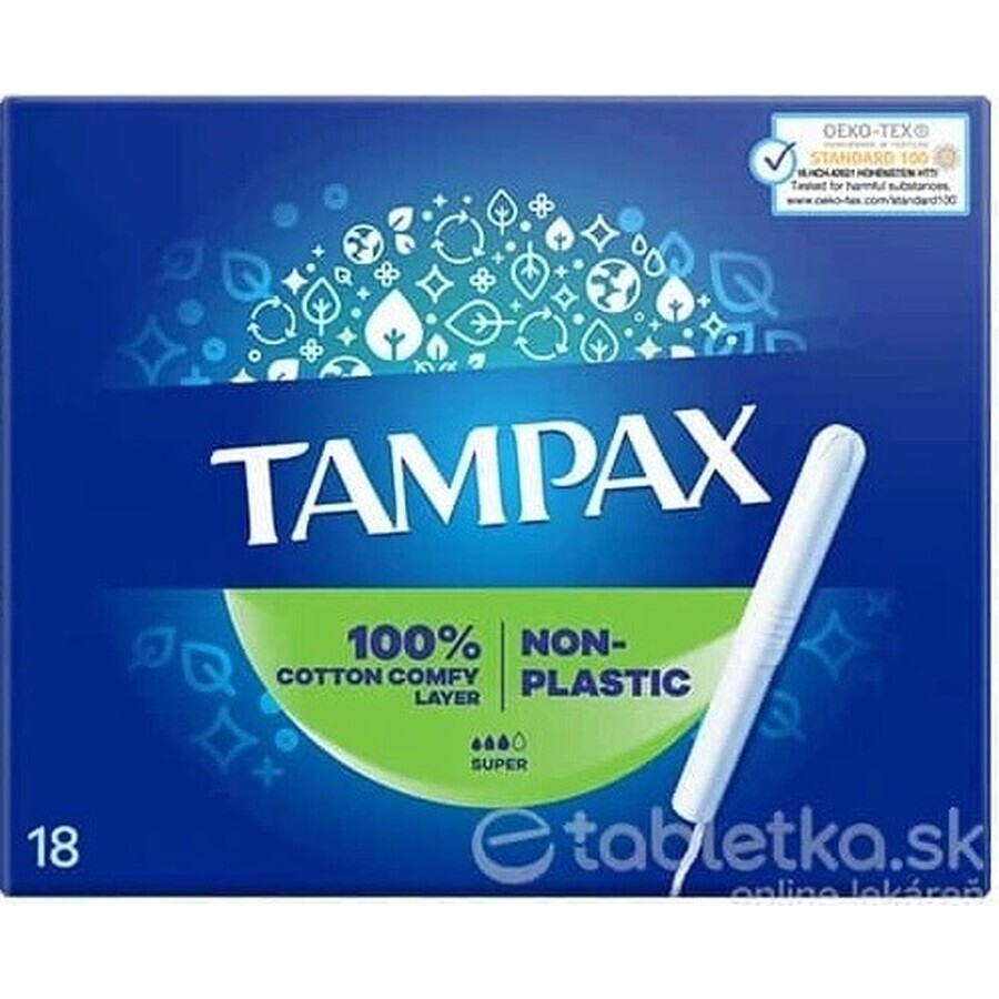 Tampax NON-PLASTIC Super 18pcs 1×18 buc, tampoane