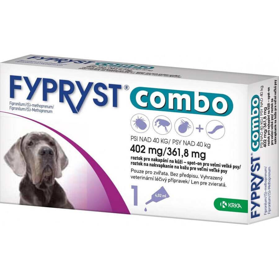 FYPRYST combo 402 mg/361,8 mg PSY OVER 40 KG 1×4,02 ml, preparato per pulci