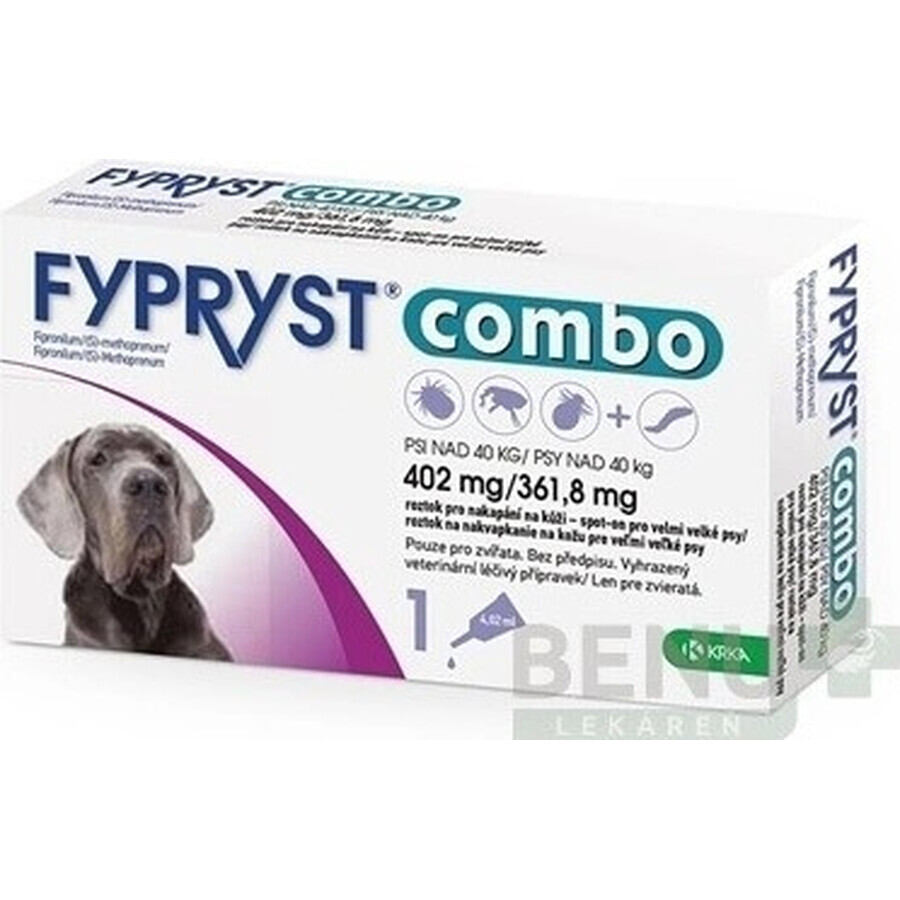 FYPRYST combo 402 mg/361,8 mg PSY OVER 40 KG 1×4,02 ml, preparato per pulci