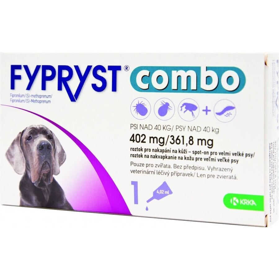 FYPRYST combo 402 mg/361,8 mg PSY OVER 40 KG 1×4,02 ml, preparato per pulci