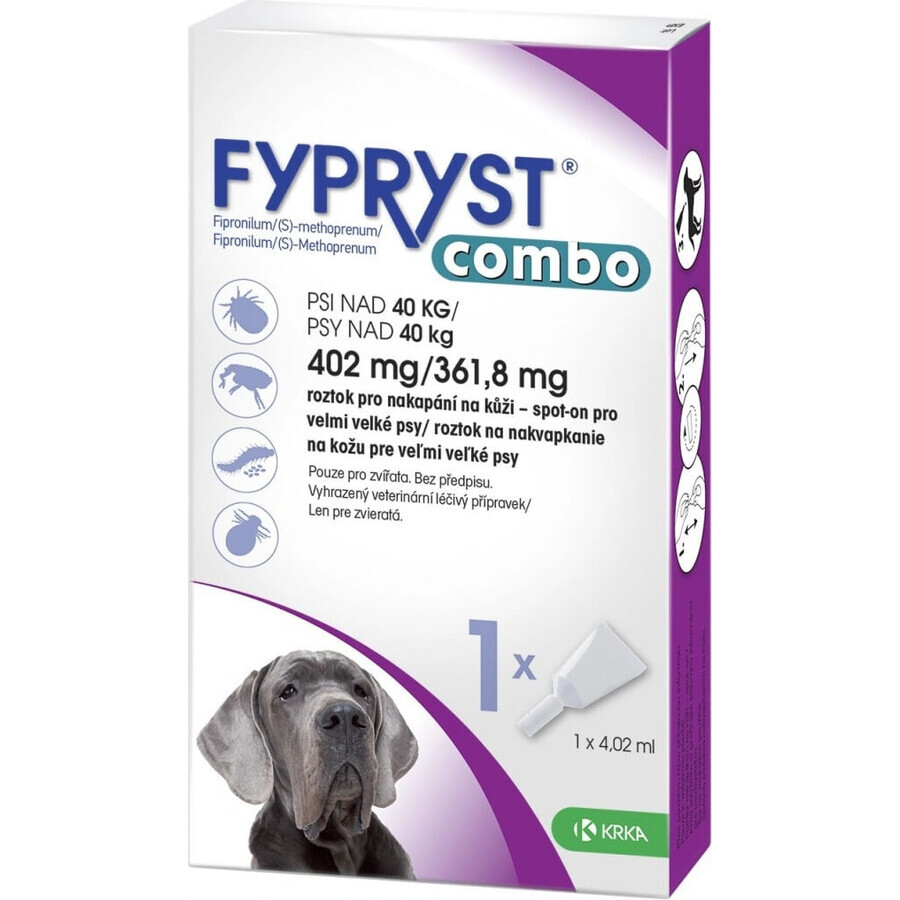 FYPRYST combo 402 mg/361,8 mg PSY OVER 40 KG 1×4,02 ml, preparato per pulci