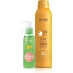 BABÉ SUN Sunscreen spray SPF 50 + Aloe vera gel, 1x1 set 1x200 + 90 ml, sunscreen spray + gift: cooling gel