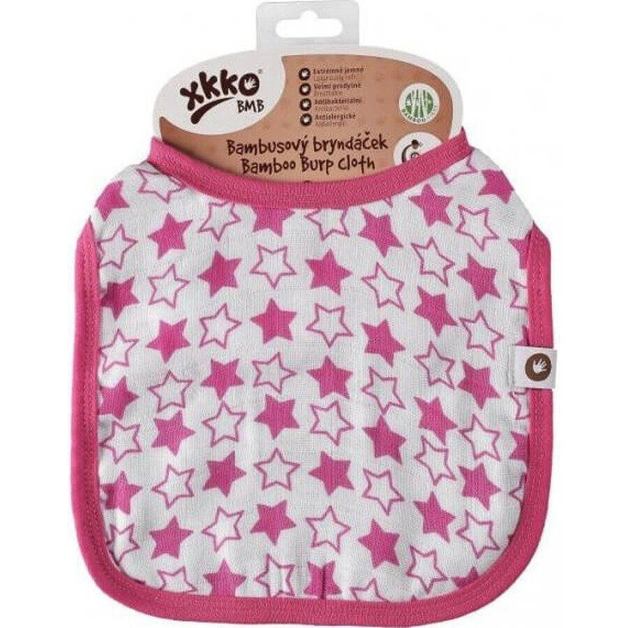 XKKO Bamboo bib - Little Stars Magenta 1×1