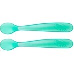 CHICCO Lingură din silicon 2 buc albastru 6m+ 1×1 buc, delicată pentru gingiile bebelușului