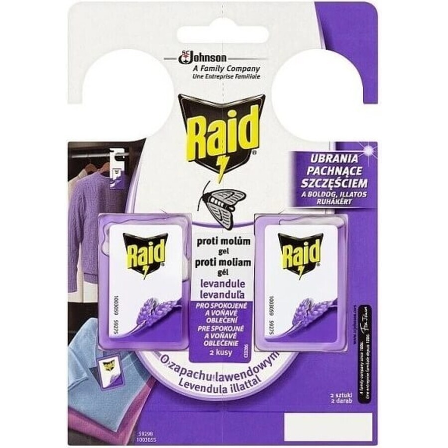 Raid gel anti-mites lavande lavande 1×2 pcs, contre les mites