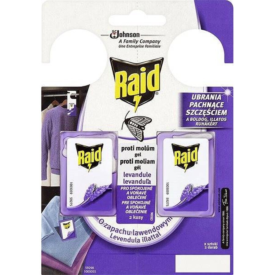 Raid gel anti-mites lavande lavande 1×2 pcs, contre les mites