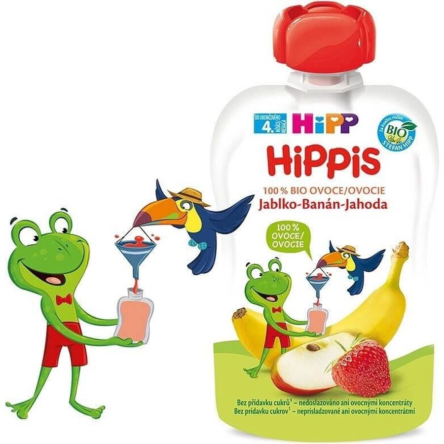 HiPPis 100% fruta HiPPis manzana plátano fresa 1×100 g, snack de fruta