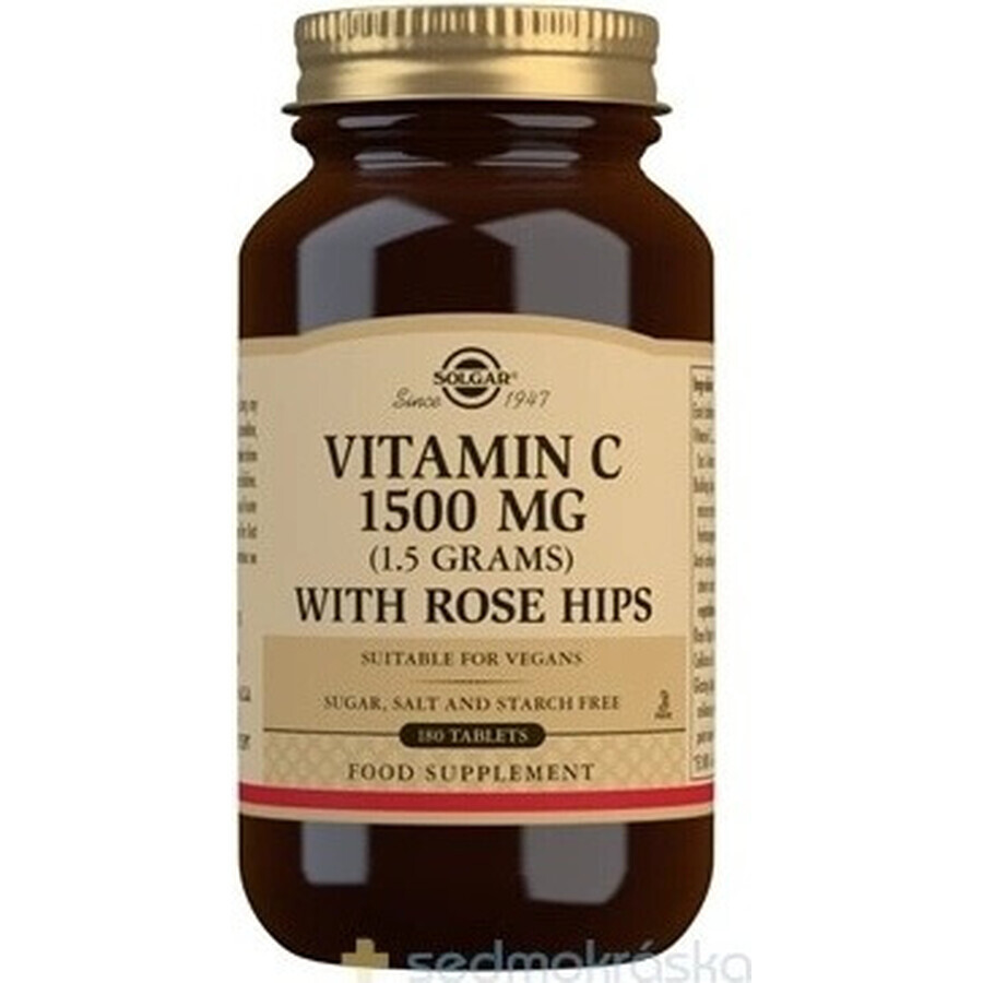 Solgar Vitamina C 1500 mg con rosa canina 180 compresse 1×180 tbl, integratore alimentare