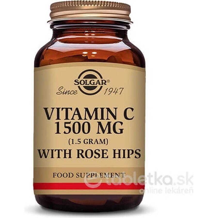 Solgar Vitamina C 1500 mg con rosa canina 180 compresse 1×180 tbl, integratore alimentare