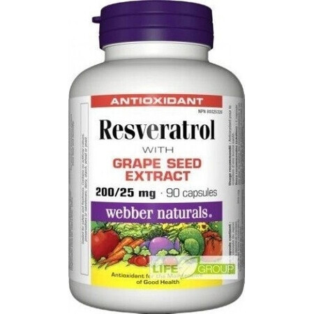 WEBBER NATURALS Resveratrol 200 mg 1×90 cps, voedingssupplement