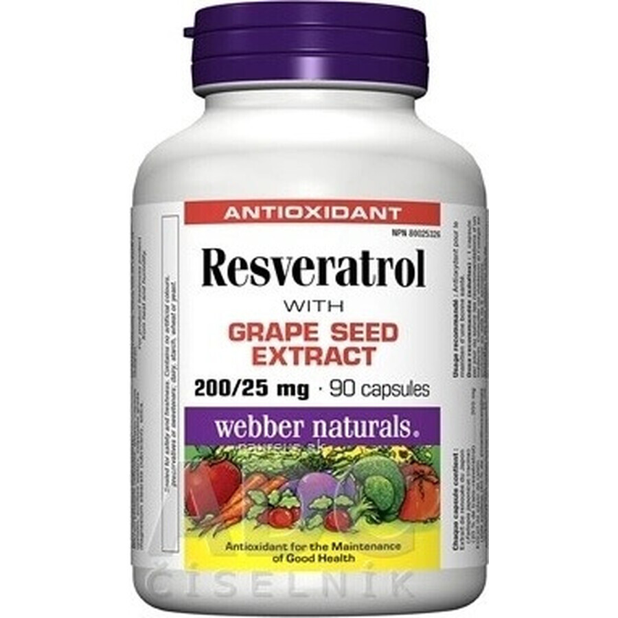 WEBBER NATURALS Resveratrol 200 mg 1×90 cps, voedingssupplement