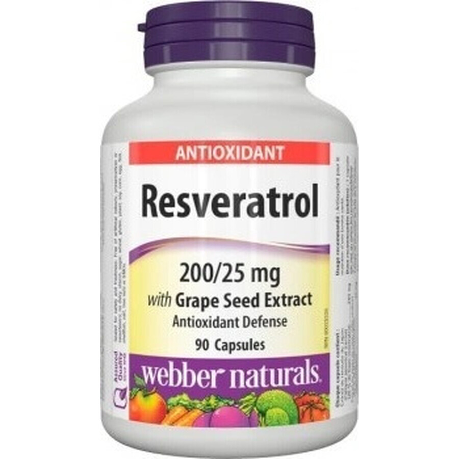 WEBBER NATURALS Resveratrol 200 mg 1×90 cps, voedingssupplement