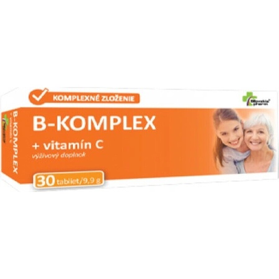 Slovakiapharm B-KOMPLEX + vitamina C 1×30 tbl, complemento alimenticio