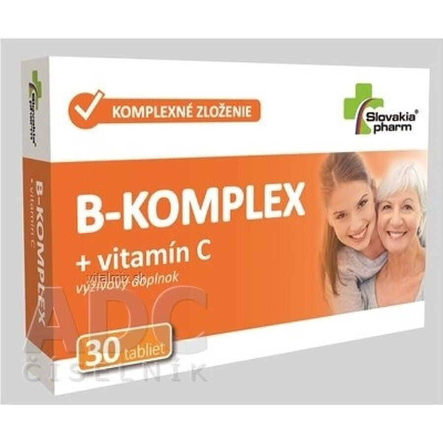 Slovakiapharm B-KOMPLEX + vitamina C 1×30 tbl, complemento alimenticio