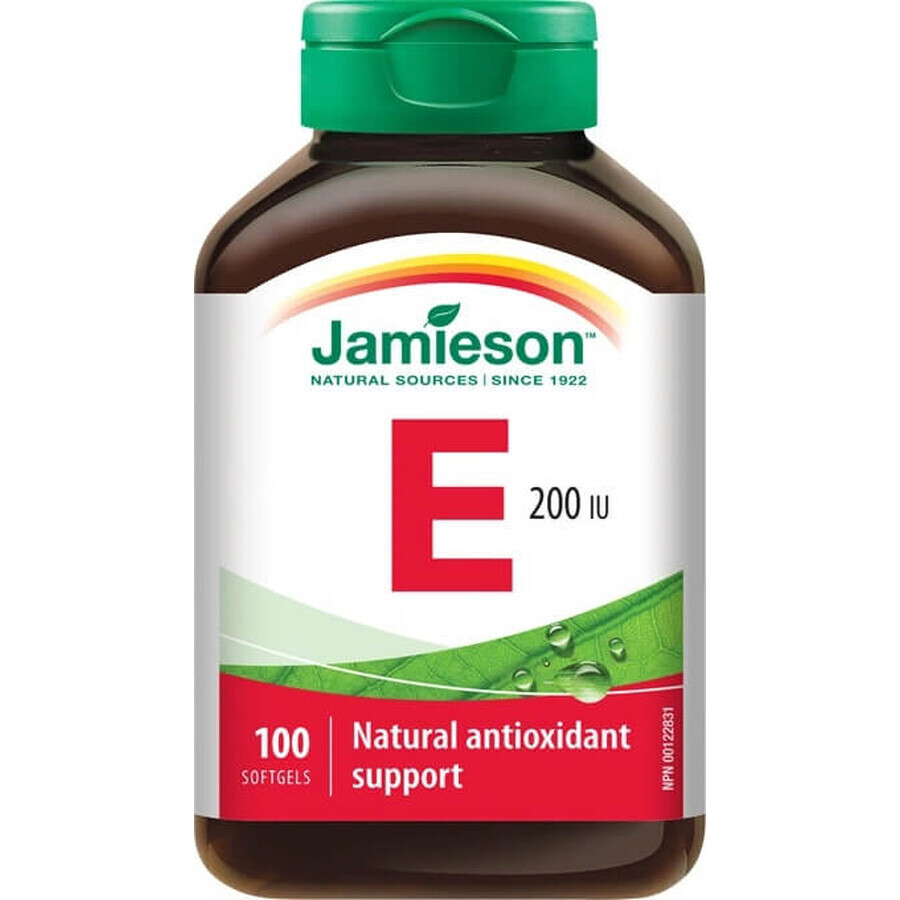 JAMIESON VITAMINA E 200IU 1×100 cps, complemento alimenticio