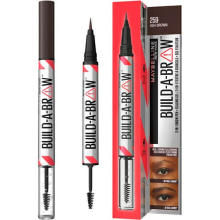 Maybelline New York Build A Brow 260 Marker și gel pentru sprâncene Deep Brown 1×1, Marker și gel pentru sprâncene