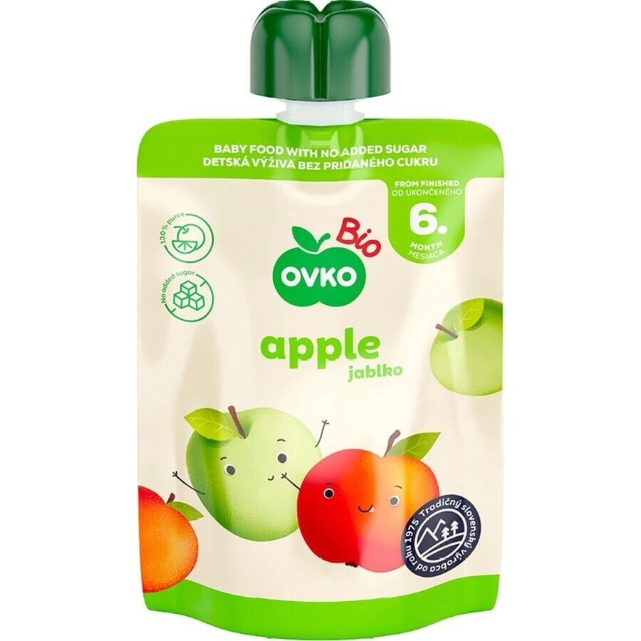 OVKO Organic Baby Food Apple 1×90 g, capsule de fruits