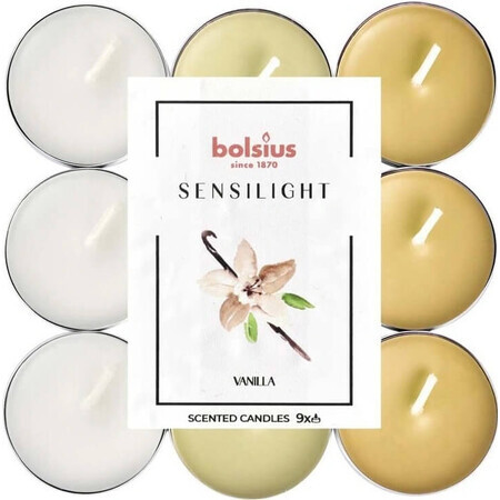 BOLSIUS Tea lights sensilight VANILLA 1×9 pezzi, tricolore