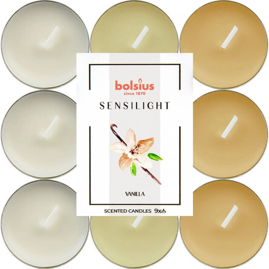 BOLSIUS Tea lights sensilight VANILLA 1×9 pezzi, tricolore