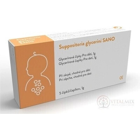 SANO Suppositoire Glycerini SANO Suppositoires à la glycérine pour enfants 1g 1x5 pcs, suppositoires à la glycérine