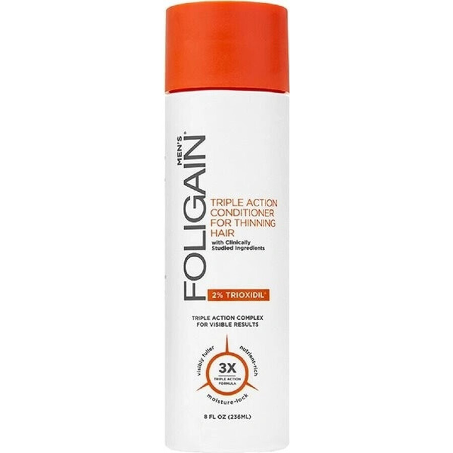 Foligain Acondicionador Anticaída Triple Acción con 2% Trioxydil para Hombre 236ml 1×236 ml 1×236 ml, acondicionador anticaída