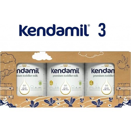 Kendamil Premium 3 HMO+, pack regalo creativo 3×800 g, leche para niños pequeños