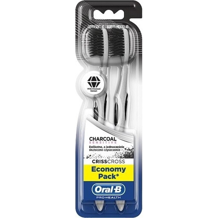 Periuță de dinți Oral B 3D White Charcoal sensitive 1×2 buc, periuțe de dinți