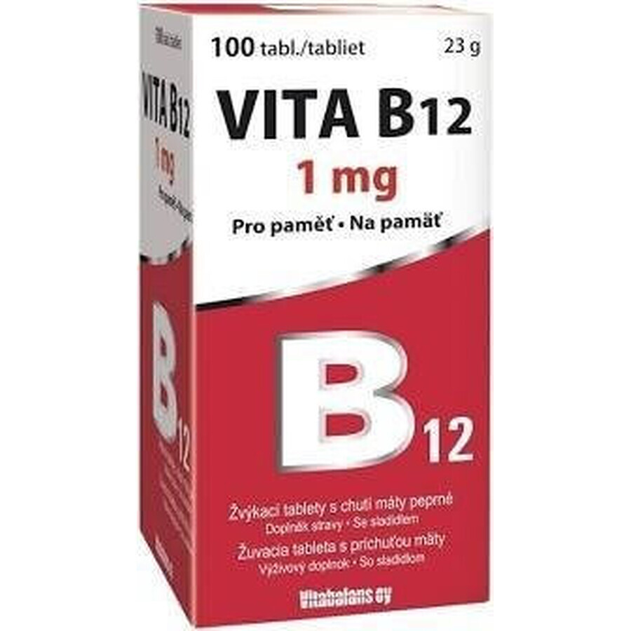 Vitabalans VITA B12 1 mg 1×100 tbl, B12 sub formă de comprimate masticabile