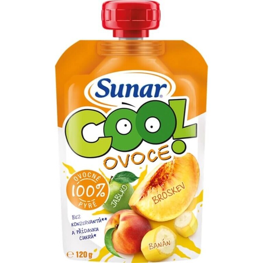 Sunar COOL Fruit Pfirsich, Banane, Apfel 1×120 g, Pfirsich, Banane, Apfel, 12m+