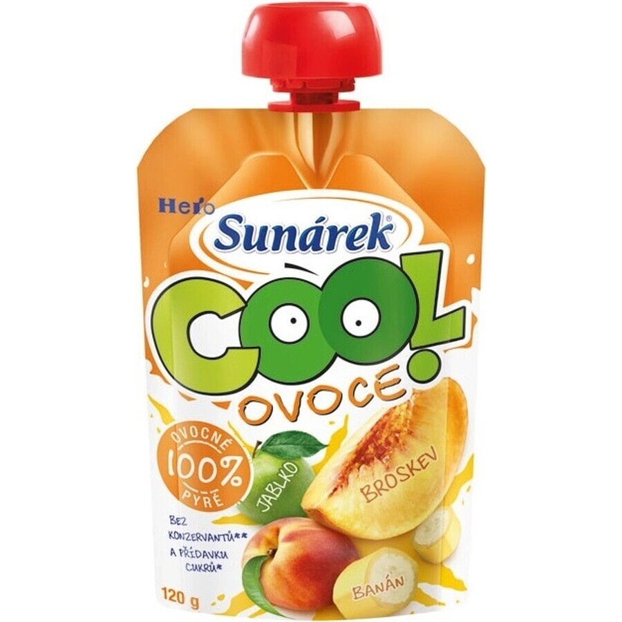 Sunar COOL Fruit Pfirsich, Banane, Apfel 1×120 g, Pfirsich, Banane, Apfel, 12m+