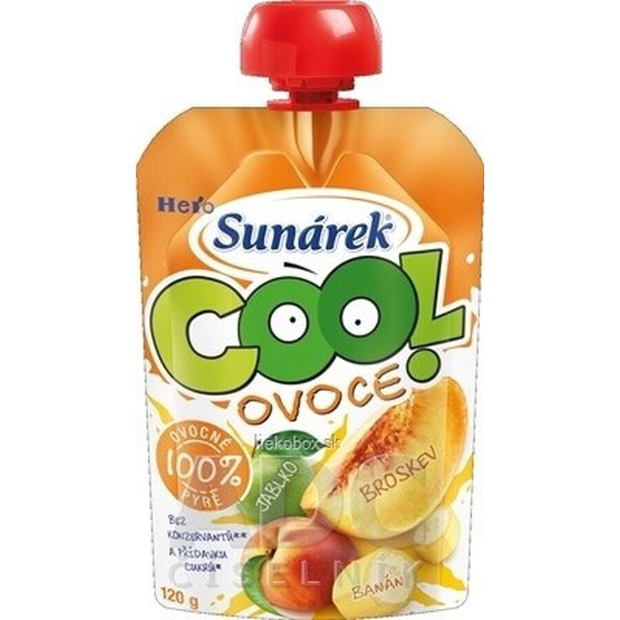 Sunar COOL Fruit Pfirsich, Banane, Apfel 1×120 g, Pfirsich, Banane, Apfel, 12m+