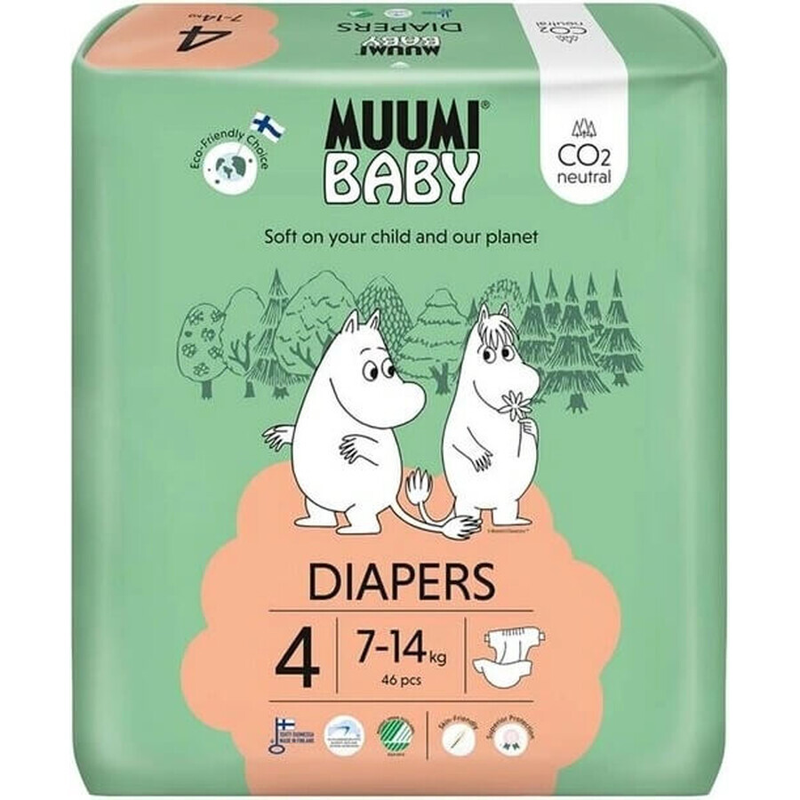 Muumi Baby 4 Maxi 7-14 kg, biologische luiers 46 stuks 1×46st, biologische luiers