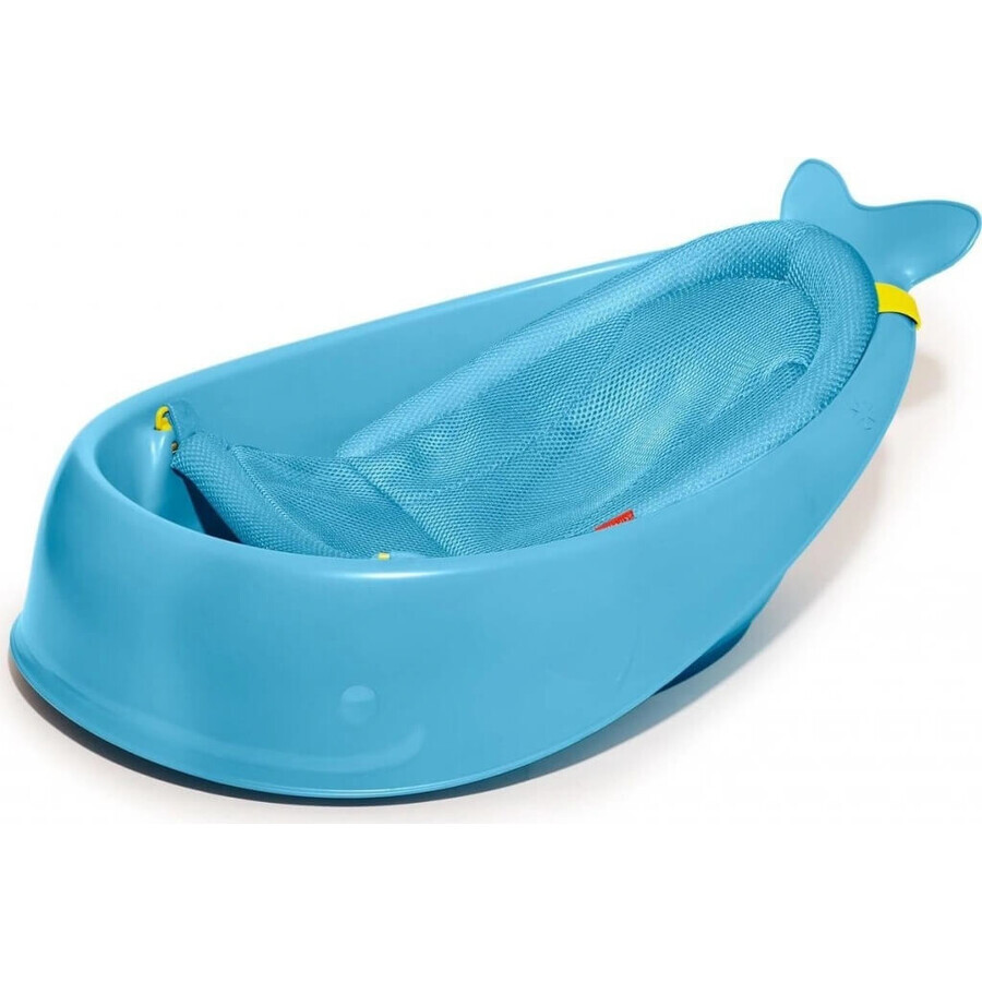 SKIP HOP Vasca da bagno con cuscinetto ergonomico Moby 3 fasi Moby blu 1×1 pz, 2 posizioni ergonomiche