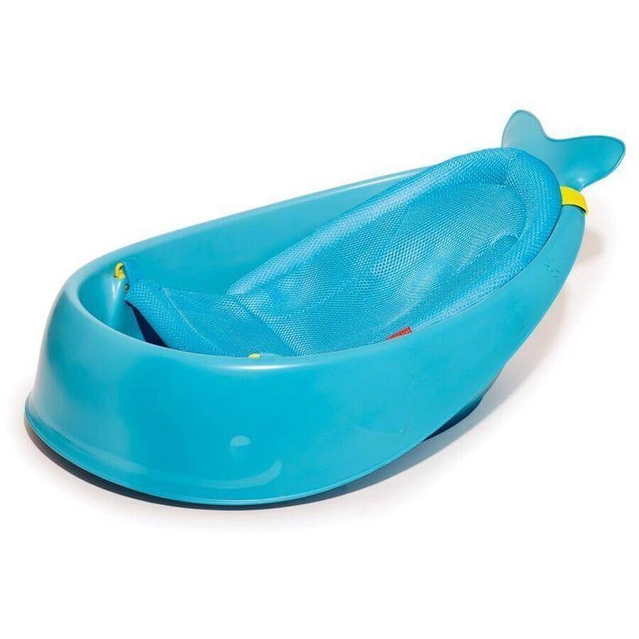 SKIP HOP Vasca da bagno con cuscinetto ergonomico Moby 3 fasi Moby blu 1×1 pz, 2 posizioni ergonomiche