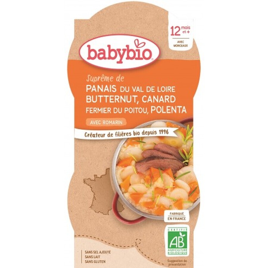 Babybio Menu Chirivía, calabaza, maíz y pato 2x200g