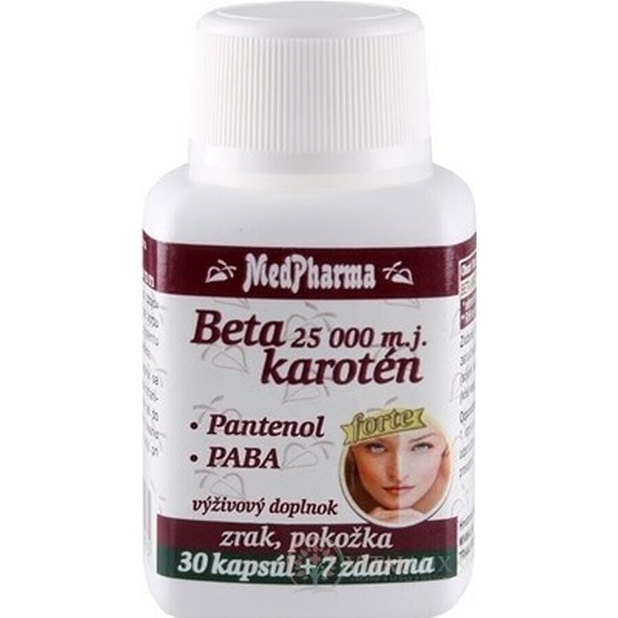 MedPharma BETAKAROTEN 10 000 m.j.+Pantenol +PABA 1×37 cps, complemento alimenticio