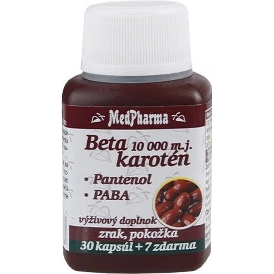 MedPharma BETAKAROTEN 10 000 m.j.+Pantenol +PABA 1×37 cps, complemento alimenticio