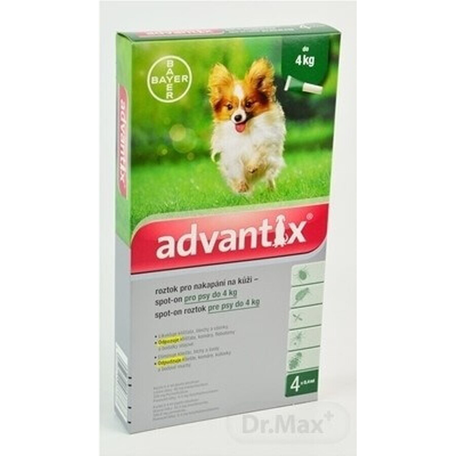 Advantix Spot-on per cani fino a 4 kg 4×0,4 ml, pipetta