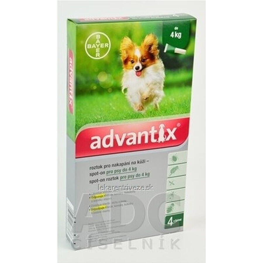 Advantix Spot-on per cani fino a 4 kg 4×0,4 ml, pipetta