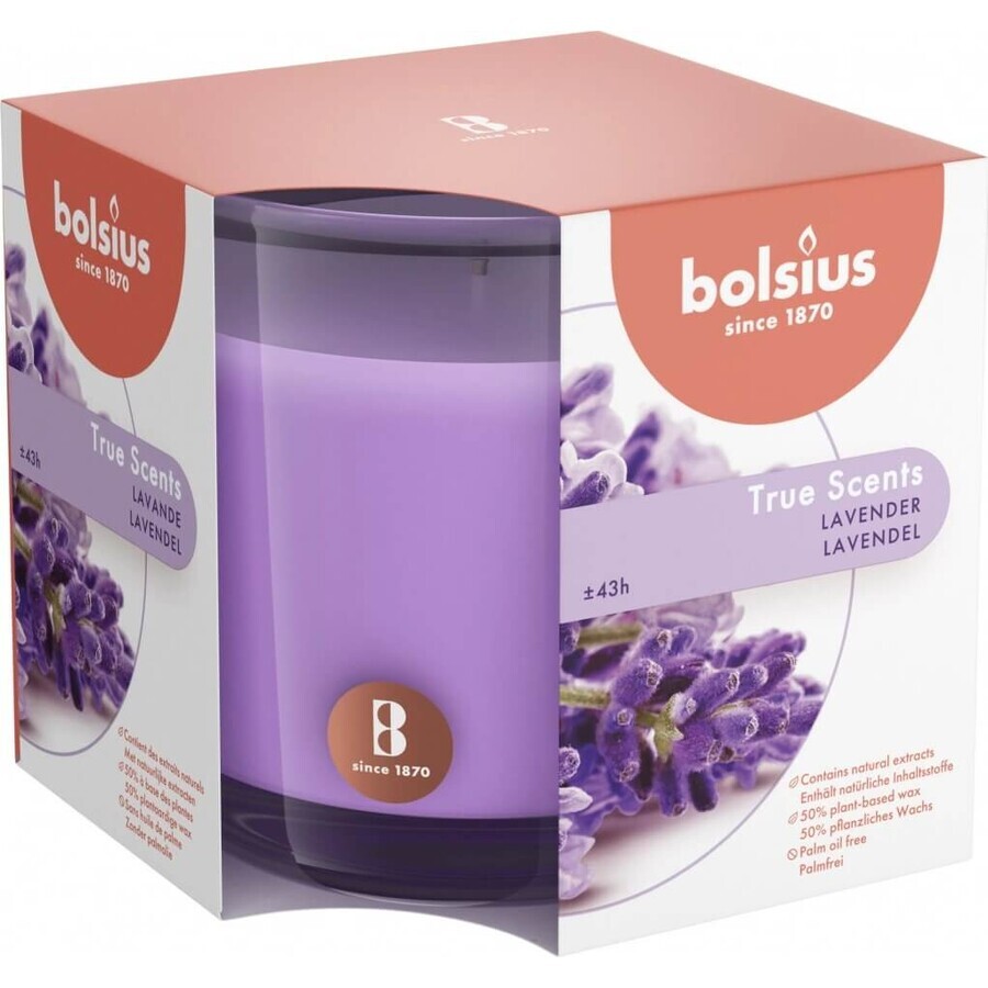 Bolsius Aromatic 2.0 Sticlă 95x95mm Lavanda, lumânare parfumată 1×1 buc, lumânare parfumată