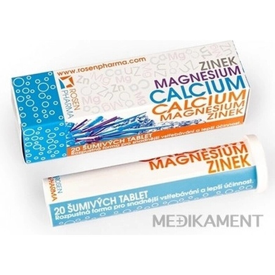 RosenPharma ZINOC, MAGNEZIU, CALCIU 1×20 tbl, supliment alimentar