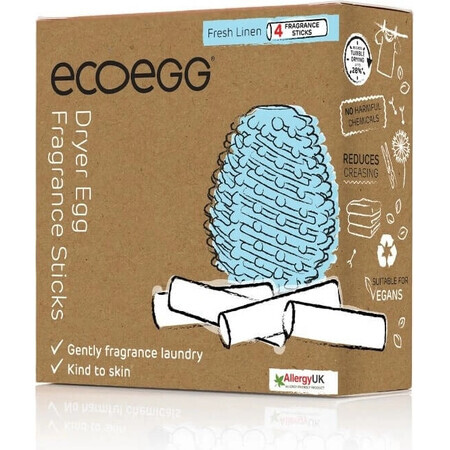 Ecoegg Cartuccia per uova in cotone per asciugatrice 1×4 pezzi, bacchette profumate di ricambio