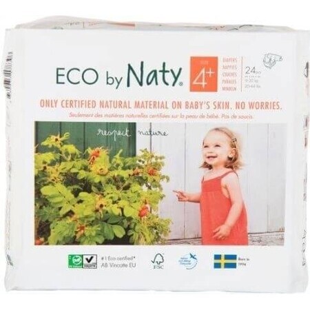 ECO BY NATY Scutece de unică folosință 4+ (9-20 kg) 24 buc 1×24 buc