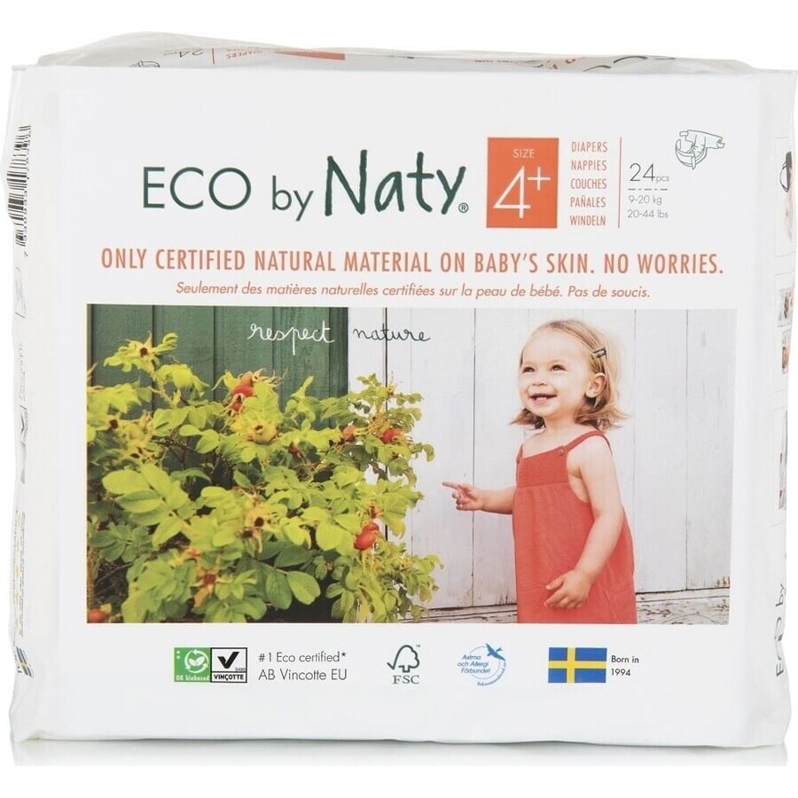 ECO BY NATY Scutece de unică folosință 4+ (9-20 kg) 24 buc 1×24 buc