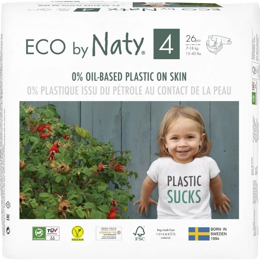 ECO BY NATY Scutece de unică folosință 4+ (9-20 kg) 24 buc 1×24 buc