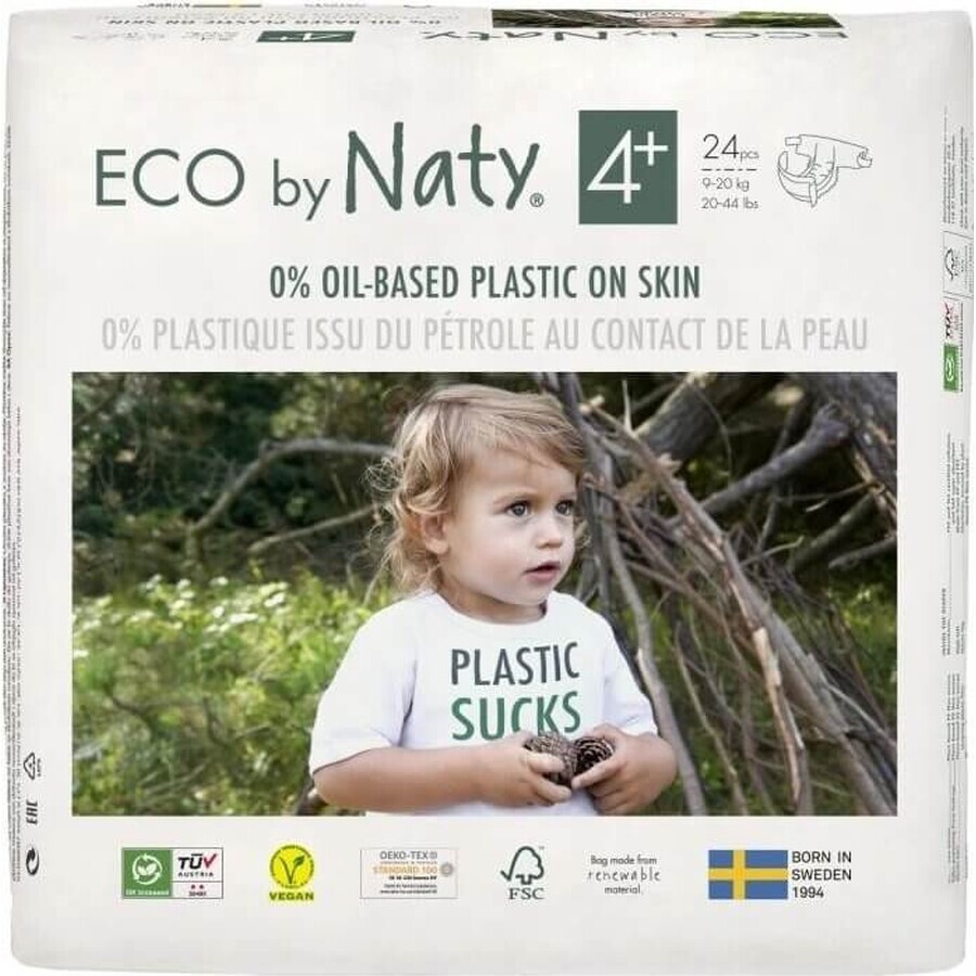 ECO BY NATY Scutece de unică folosință 4+ (9-20 kg) 24 buc 1×24 buc