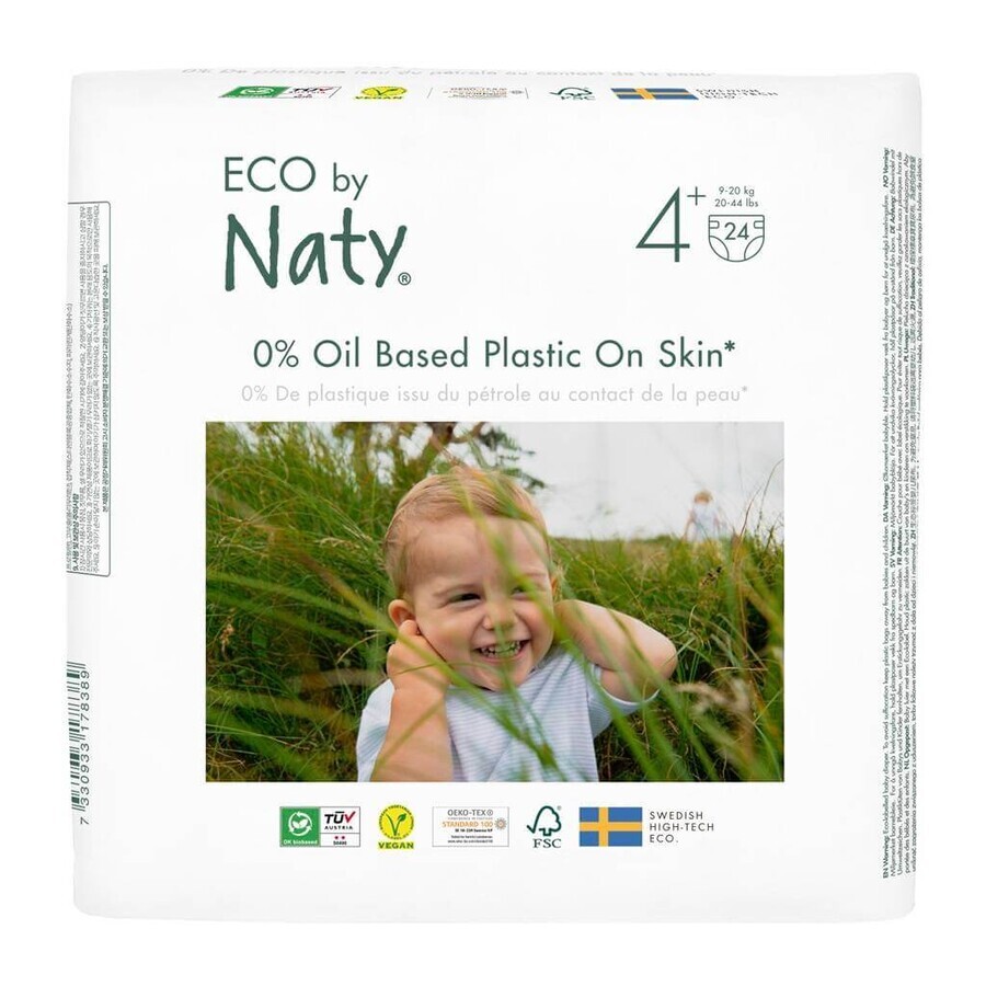 ECO BY NATY Scutece de unică folosință 4+ (9-20 kg) 24 buc 1×24 buc