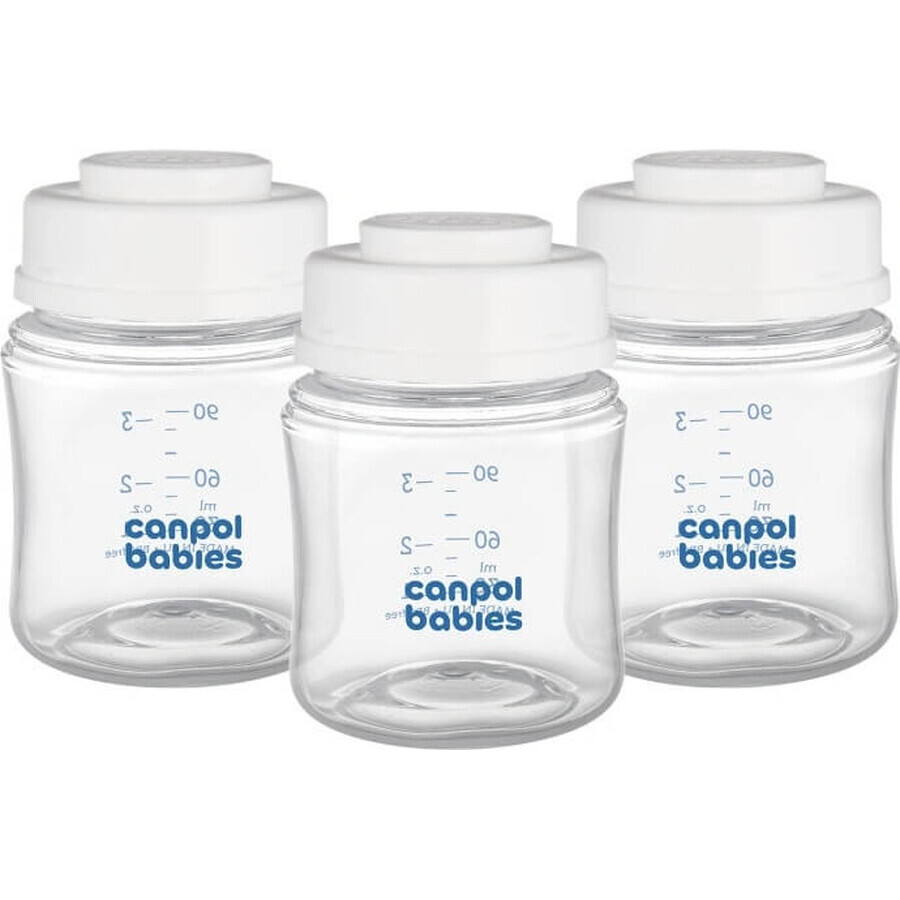 Canpol babies Set di bottiglie per la conservazione del latte materno 3x120ml 1×1pz, set di bottiglie