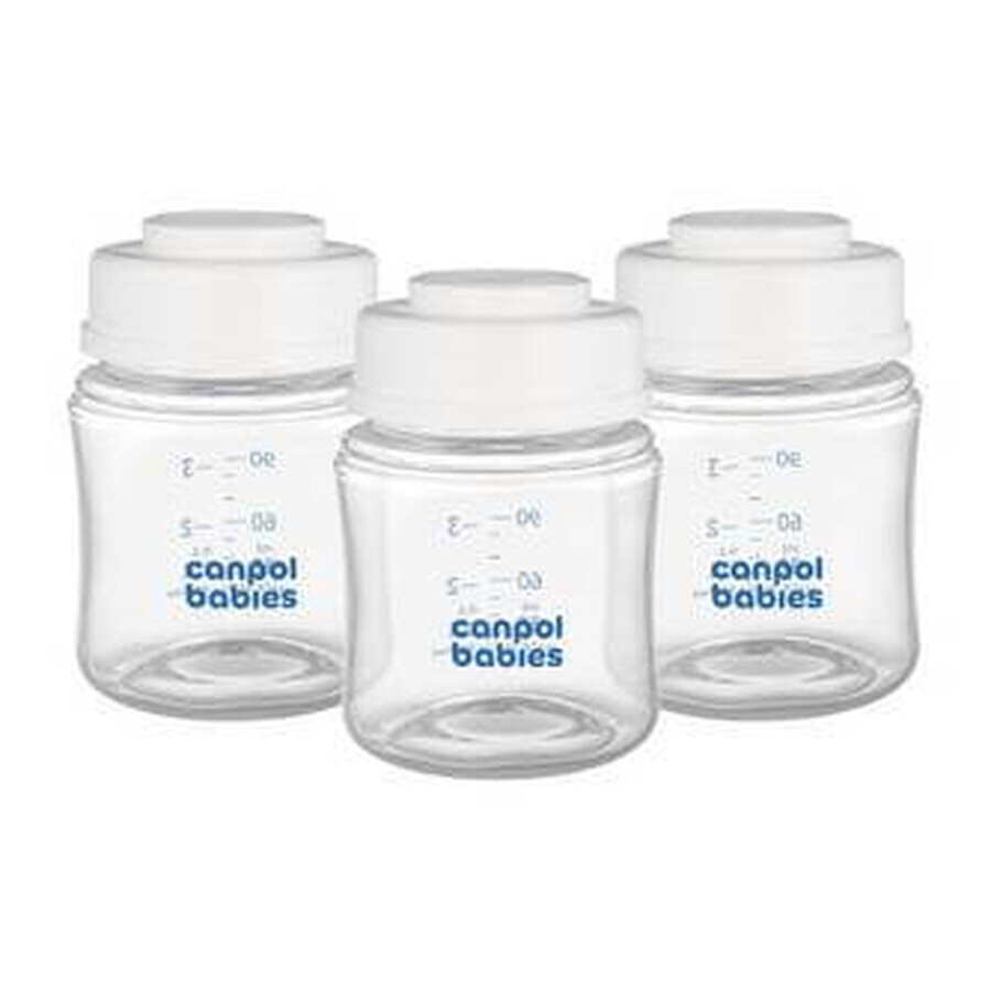 Canpol babies Set di bottiglie per la conservazione del latte materno 3x120ml 1×1pz, set di bottiglie